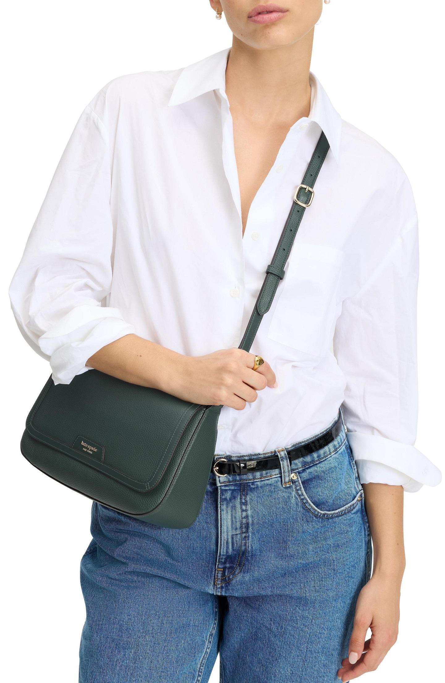 Hudson Pebbled Leather Flap Shoulder Bag