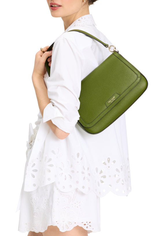 Hudson Pebbled Leather Flap Shoulder Bag