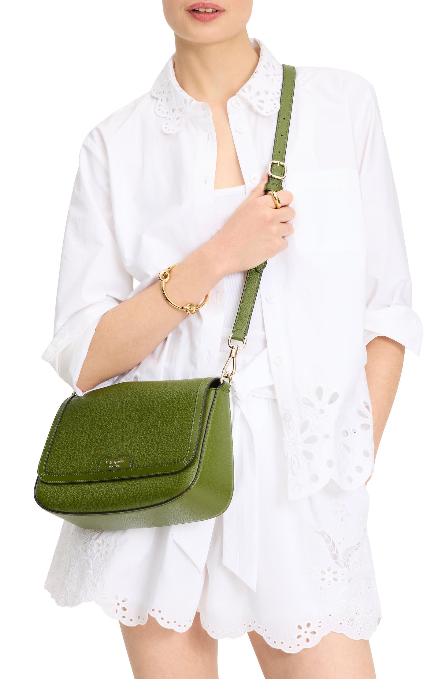 Hudson Pebbled Leather Flap Shoulder Bag