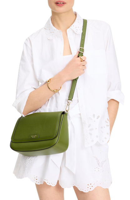 Hudson Pebbled Leather Flap Shoulder Bag