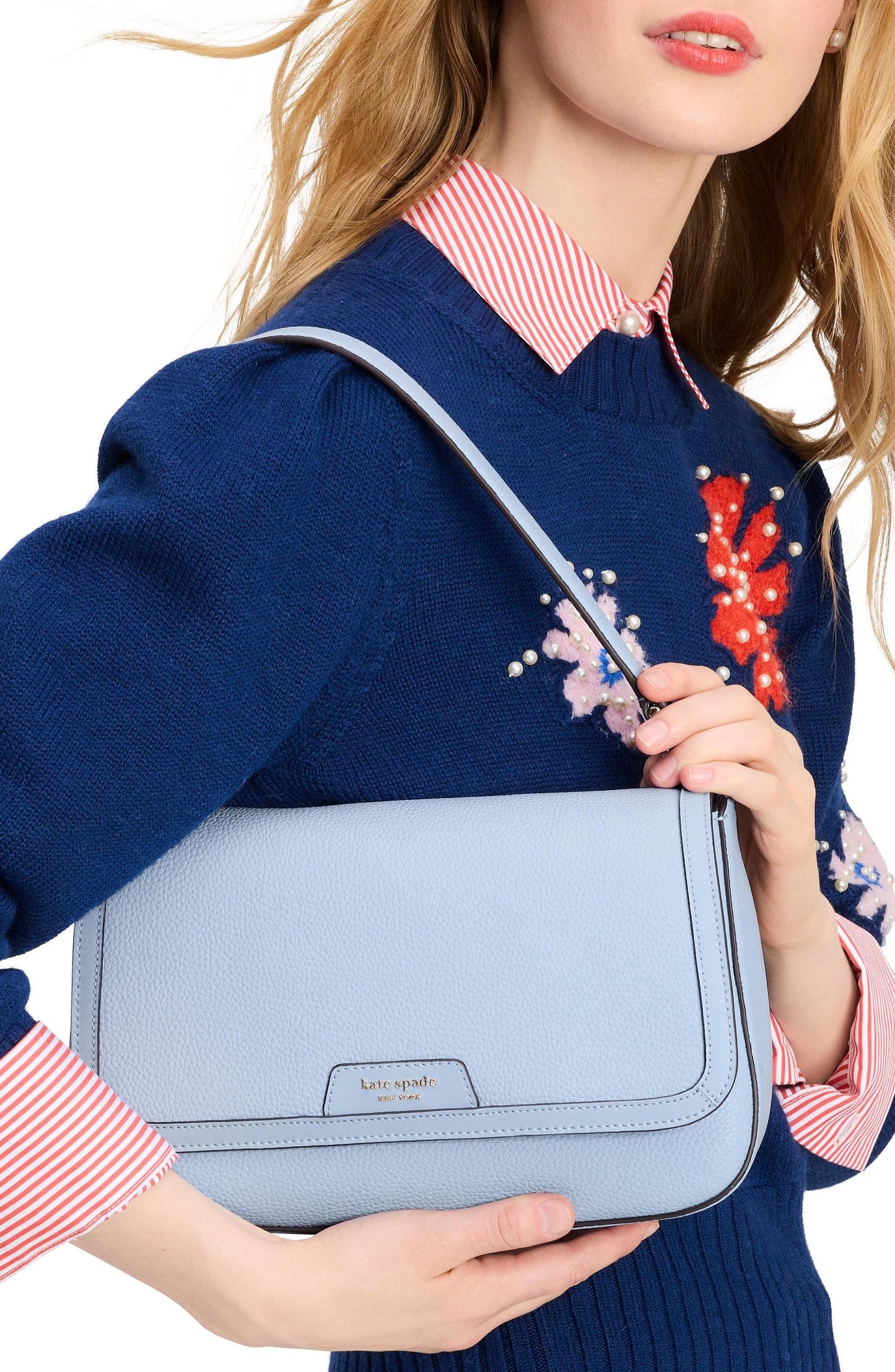 Hudson Pebbled Leather Flap Shoulder Bag