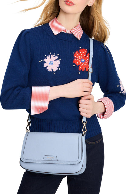 Hudson Pebbled Leather Flap Shoulder Bag