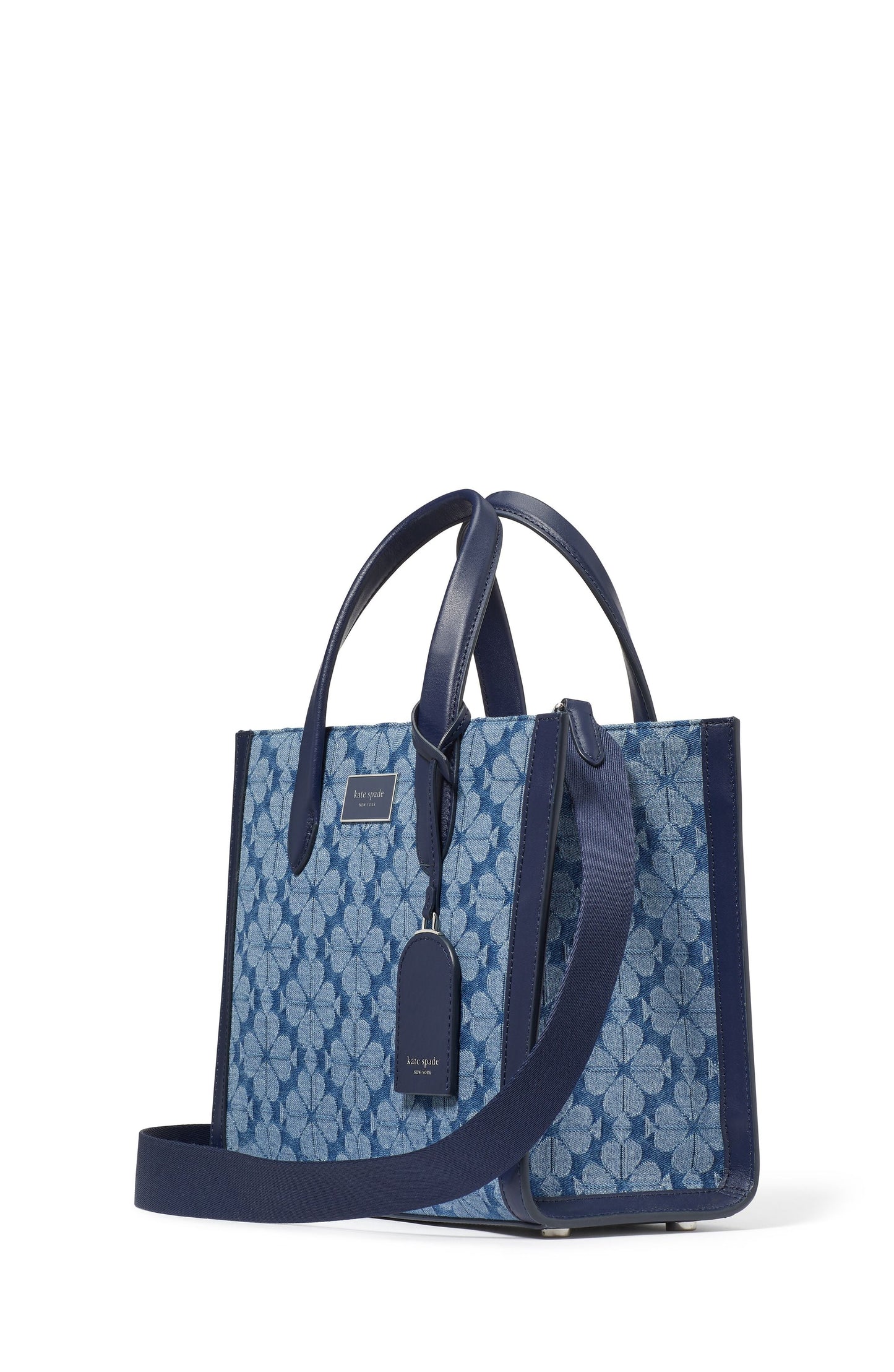 kf886_Spade Flower Jacquard Denim Manhattan Small Tote_Parisian Navy Multi