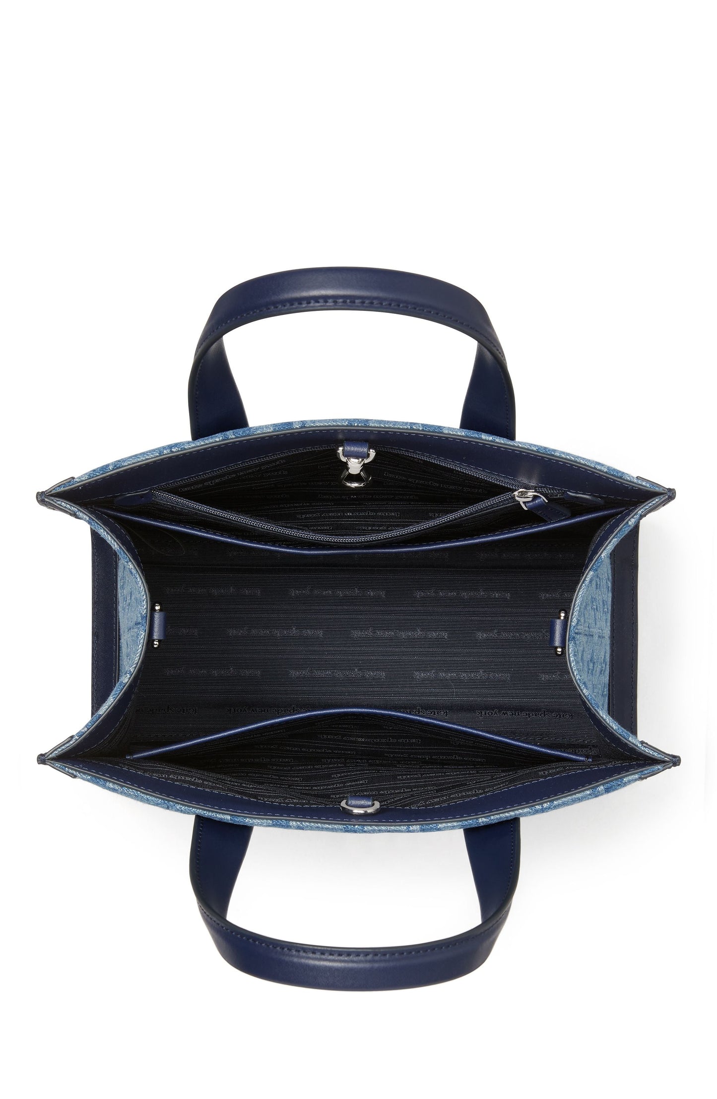 kf886_Spade Flower Jacquard Denim Manhattan Small Tote_Parisian Navy Multi
