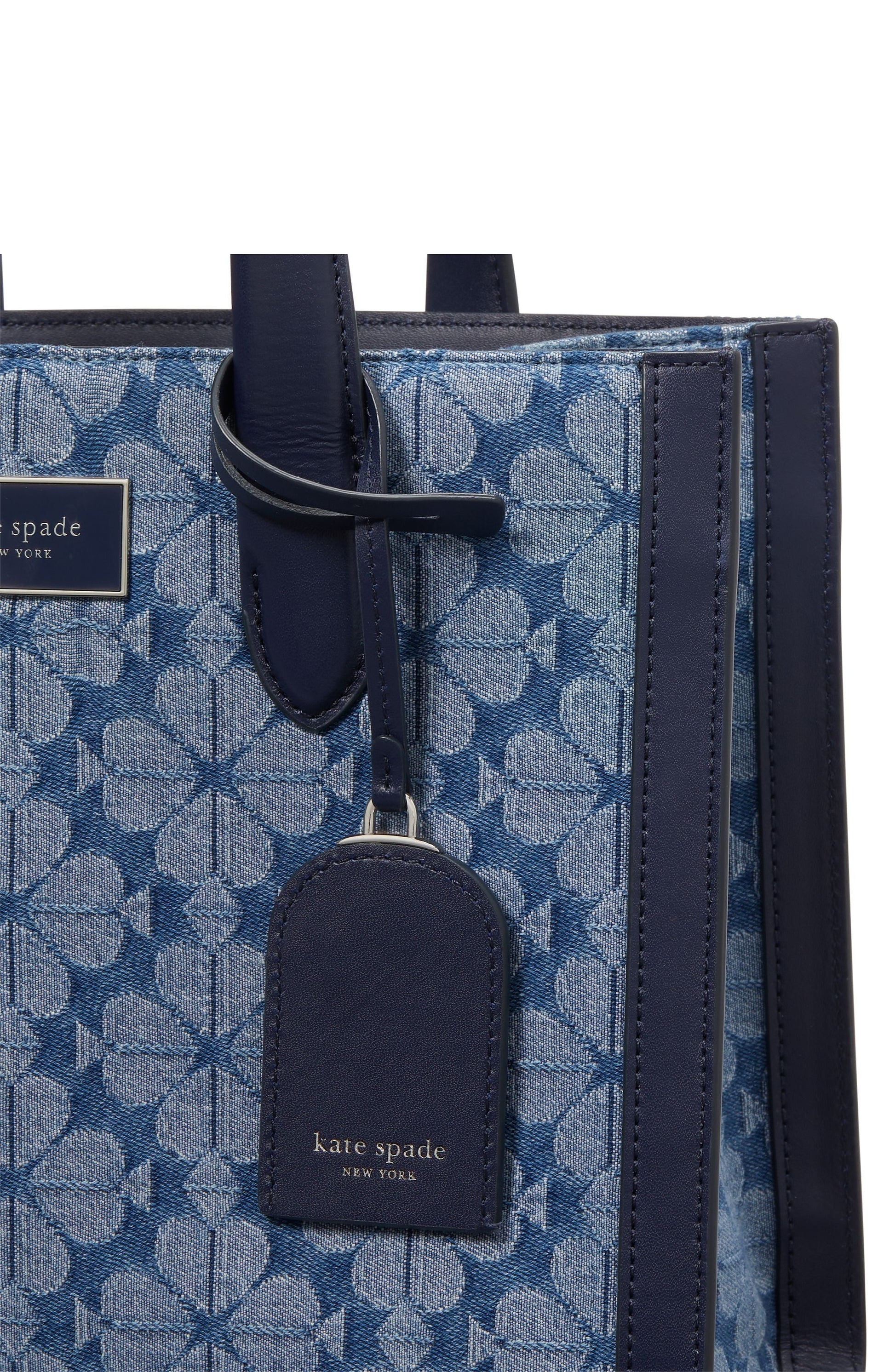 kf886_Spade Flower Jacquard Denim Manhattan Small Tote_Parisian Navy Multi