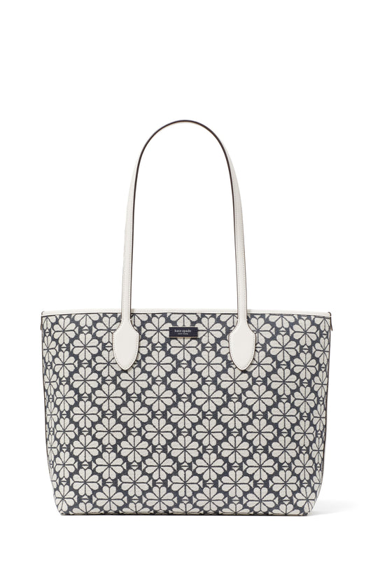 kf891_Spade Flower Jacquard Bleecker Large Tote_Charcoal Grey Multi