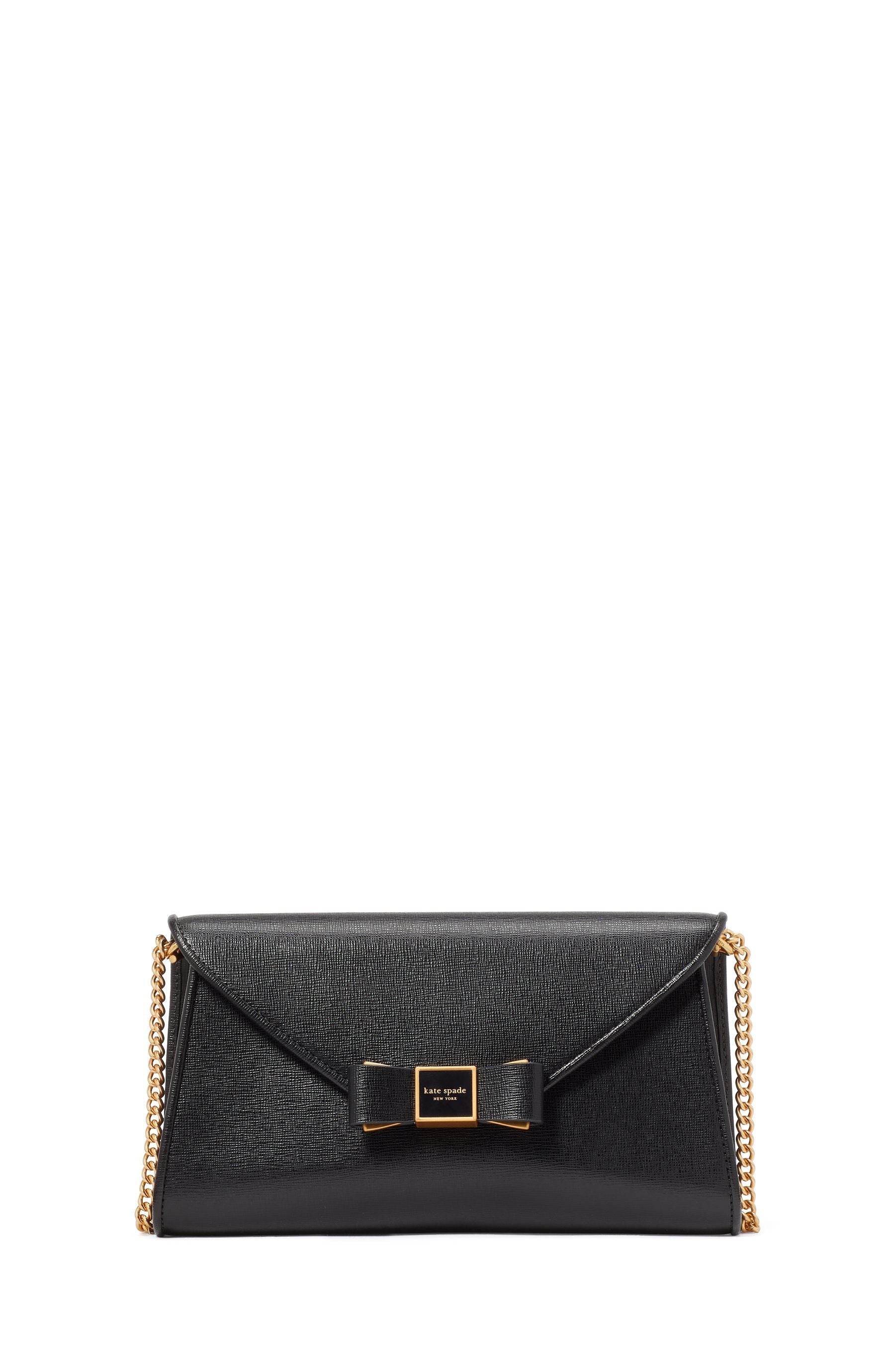KF927_Morgan Bow Embellished Envelope Flap Crossbody_Black
