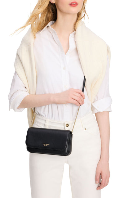 Ava Pebbled Leather Flap Chain Wallet