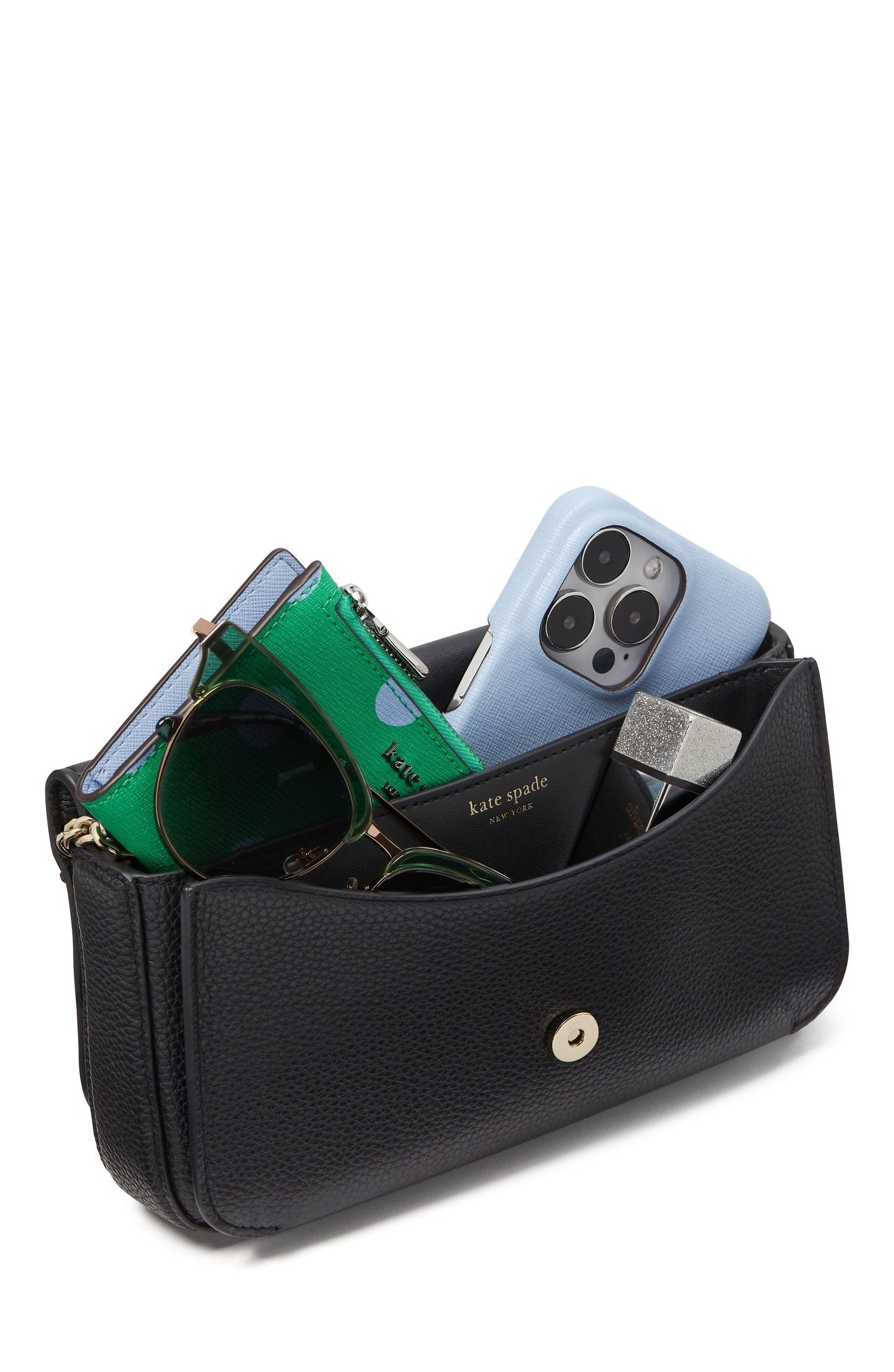 Ava Pebbled Leather Flap Chain Wallet