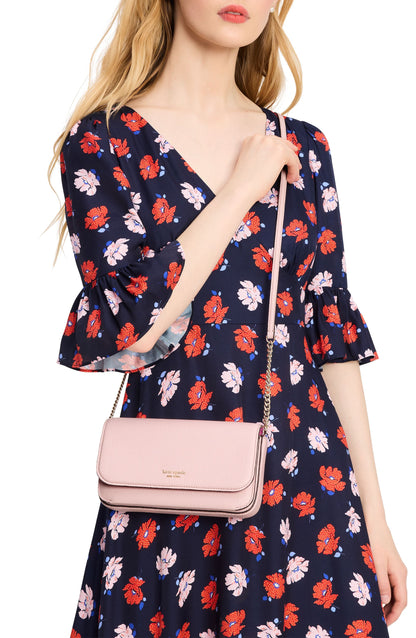 Ava Pebbled Leather Flap Chain Wallet