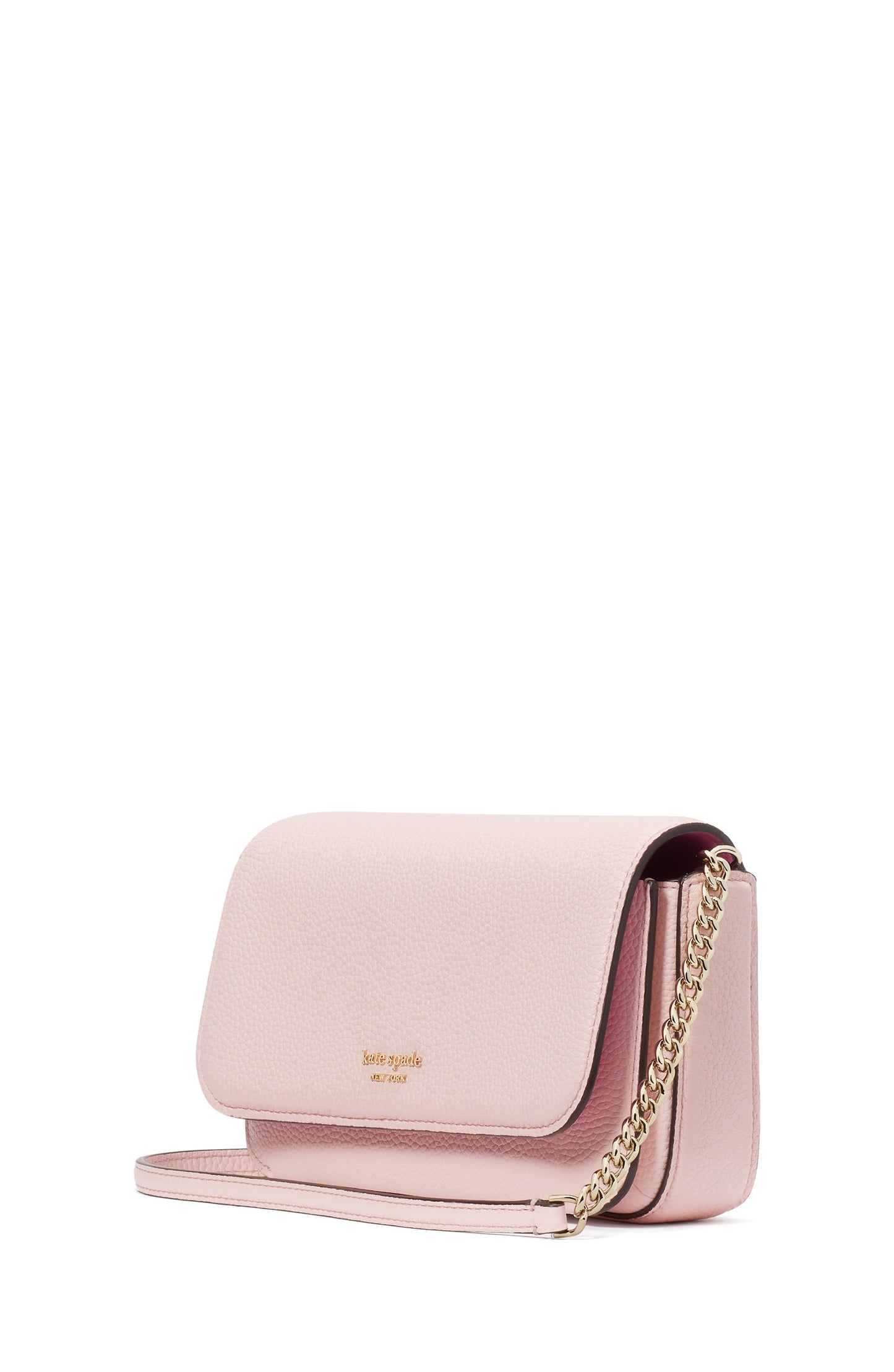 Ava Pebbled Leather Flap Chain Wallet