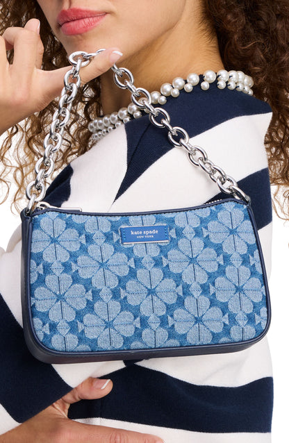 kg098_Jolie Spade Flower Jacquard Denim Small Convertible Crossbody_Parisian Navy Multi