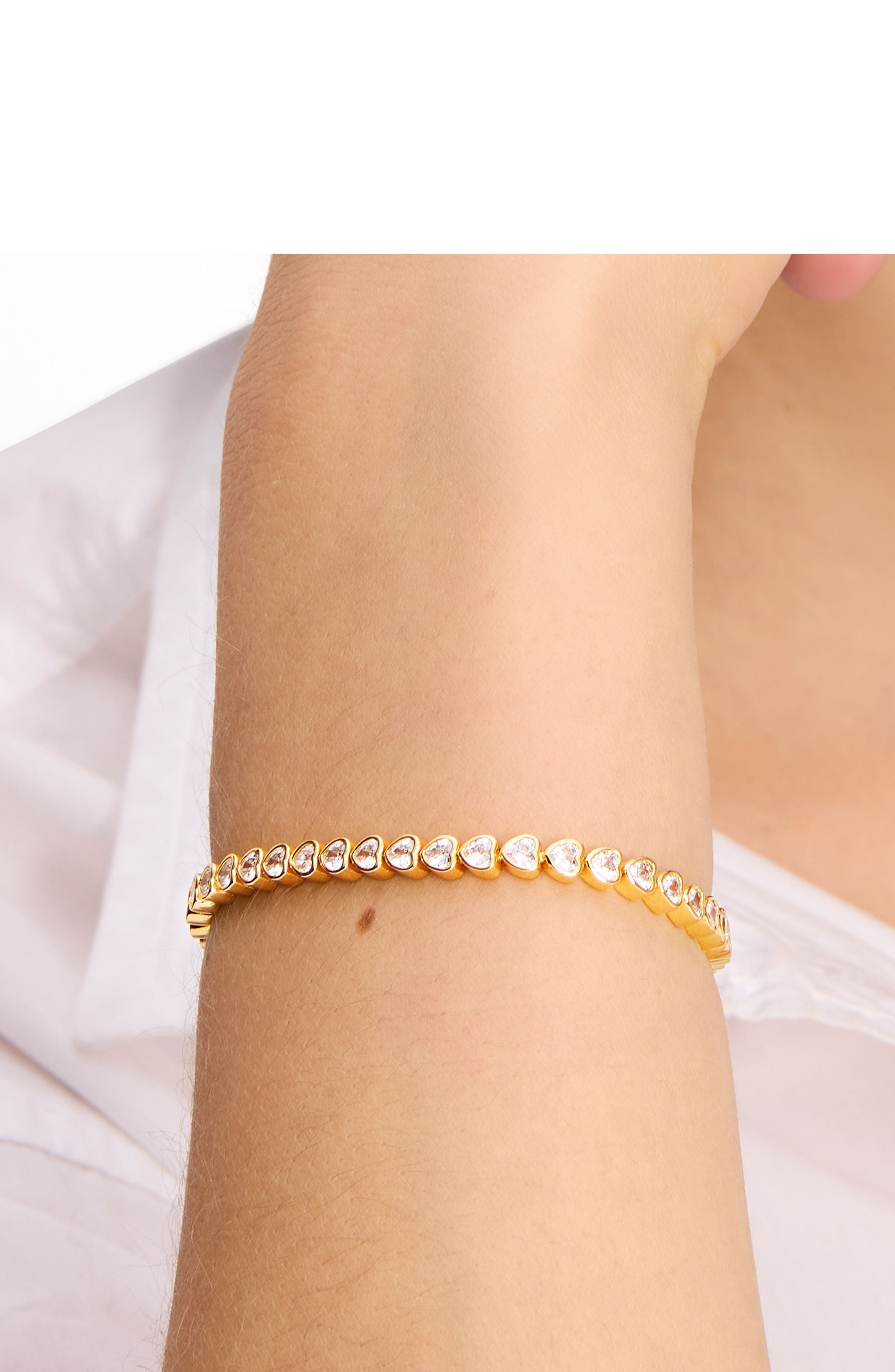 KG288-TENNIS BRACELET-Clear/Gold