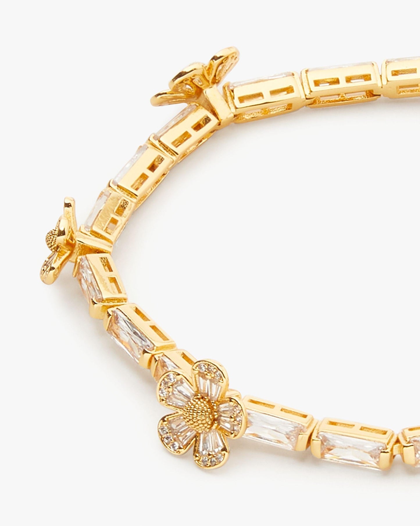KG295-Fleurette Tennis Bracelet-Clear/Gold