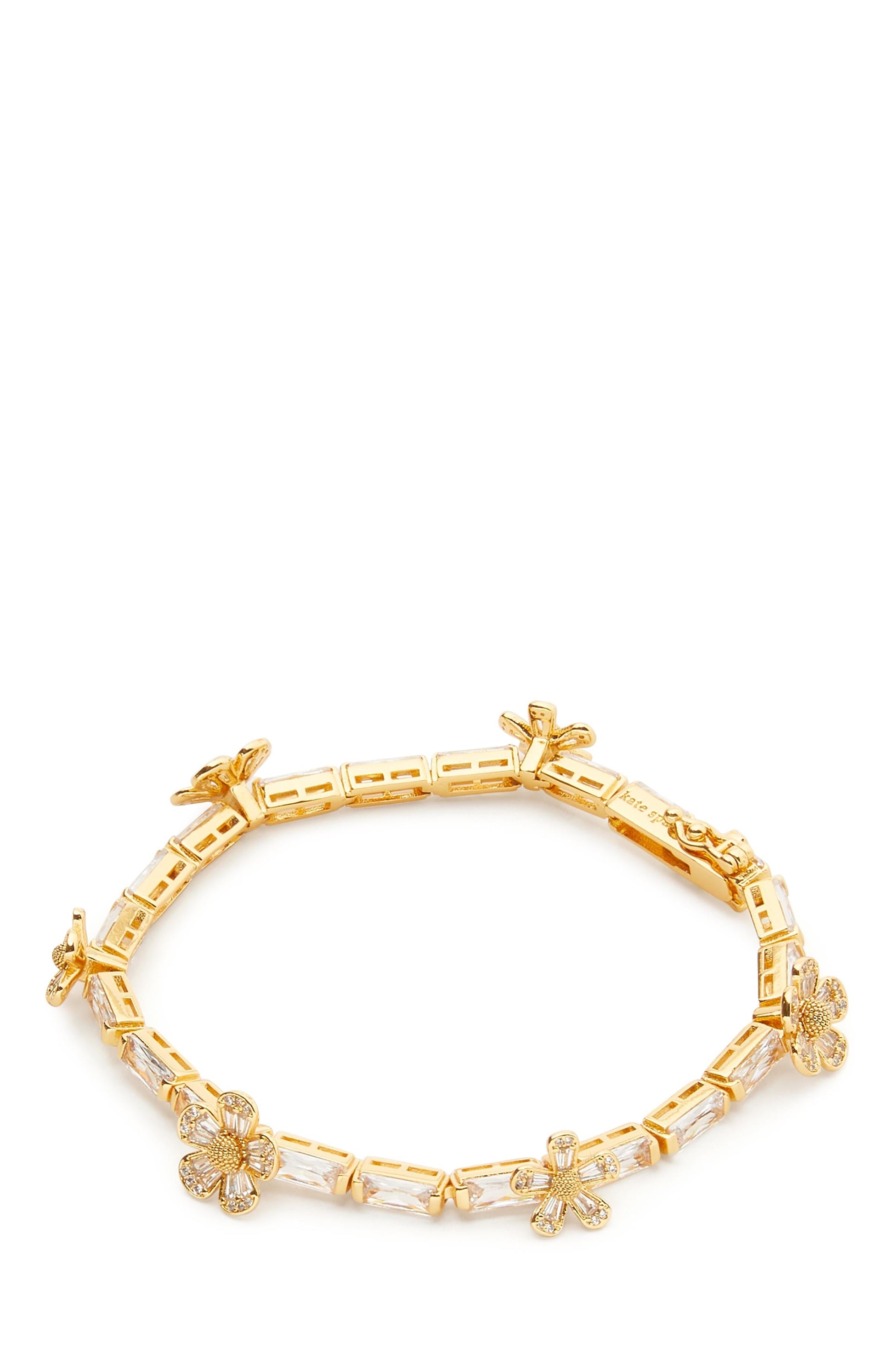 KG295-Fleurette Tennis Bracelet-Clear/Gold