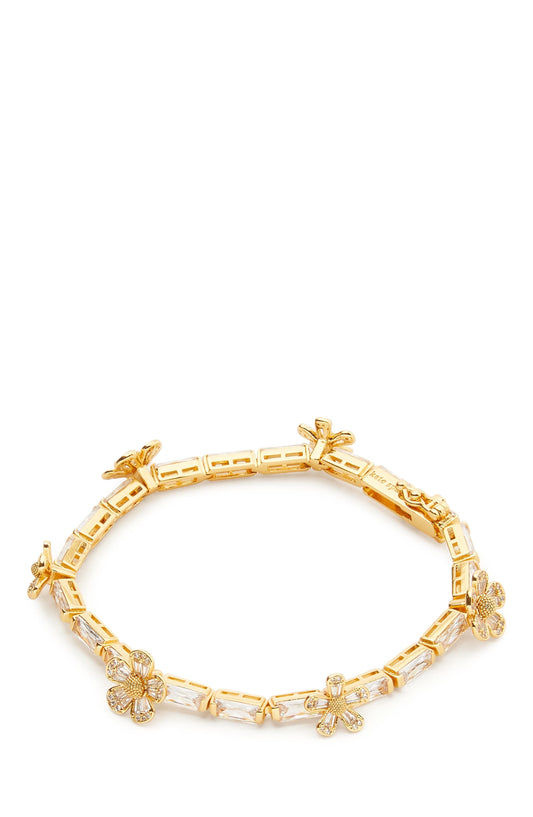 KG295-Fleurette Tennis Bracelet-Clear/Gold