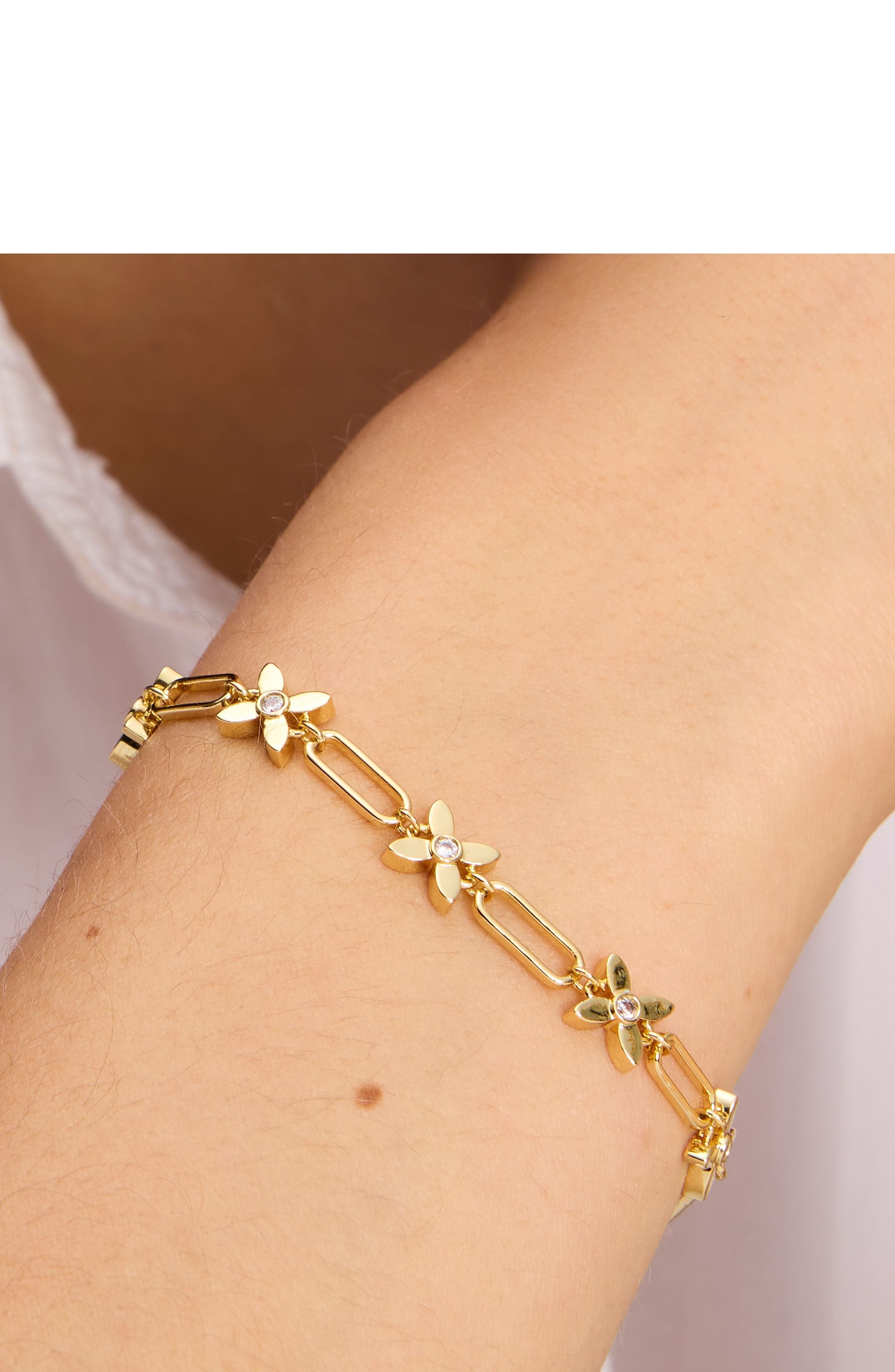 KG329-LINE BRACELET-Clear/Gold