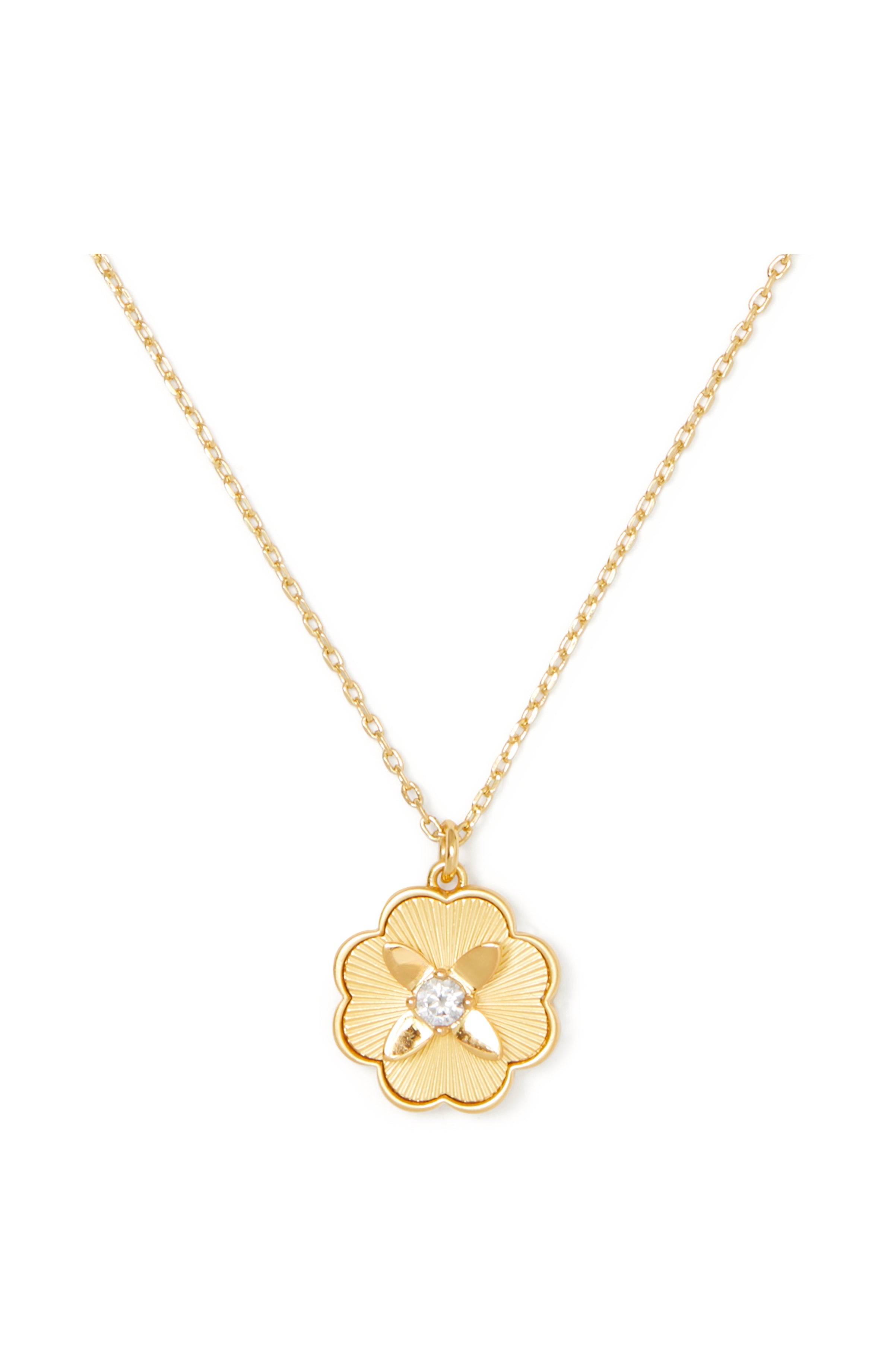 KG356-Heritage Bloom Pendant -Clear/Gold