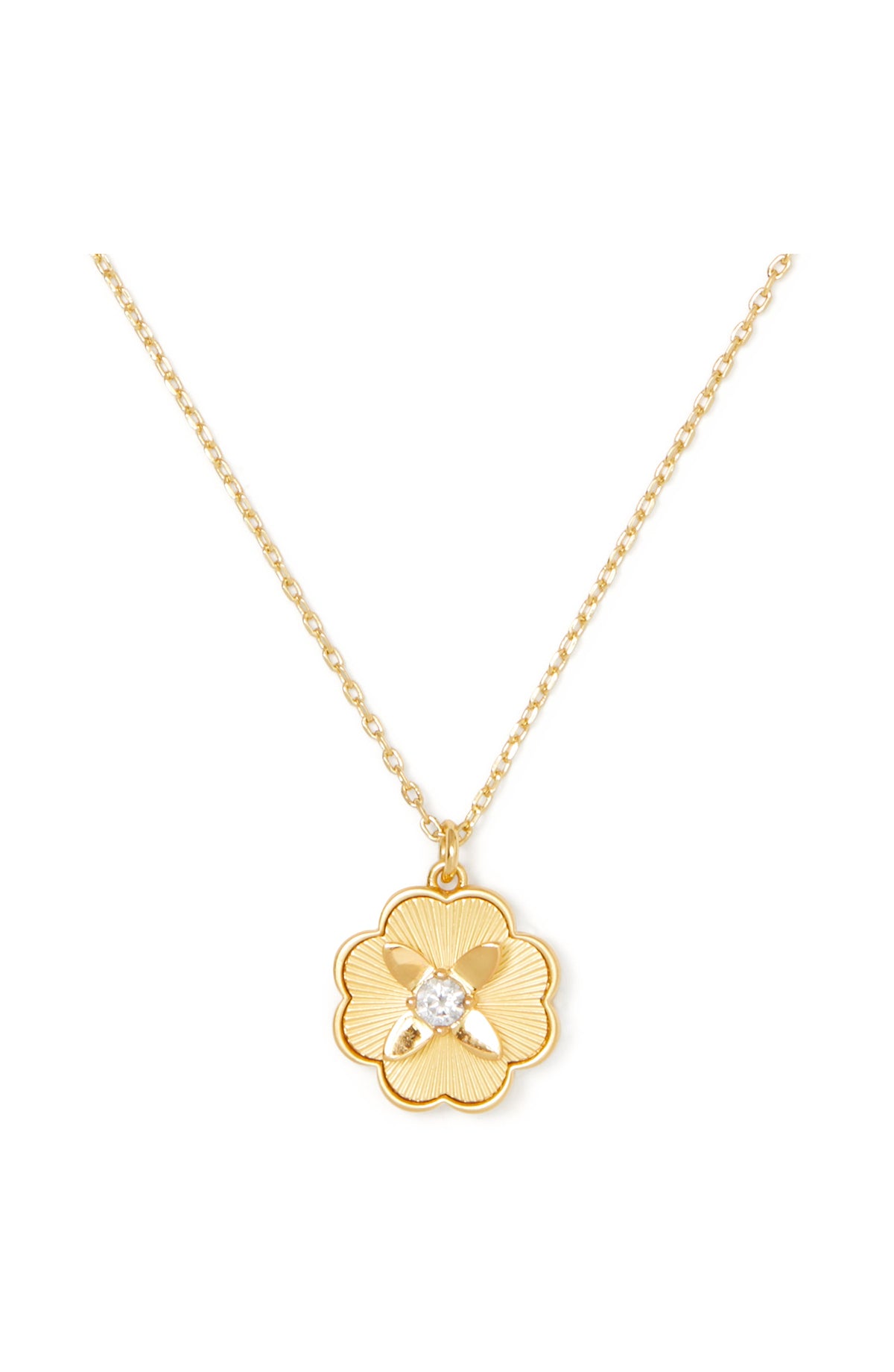 KG356-Heritage Bloom Pendant -Clear/Gold