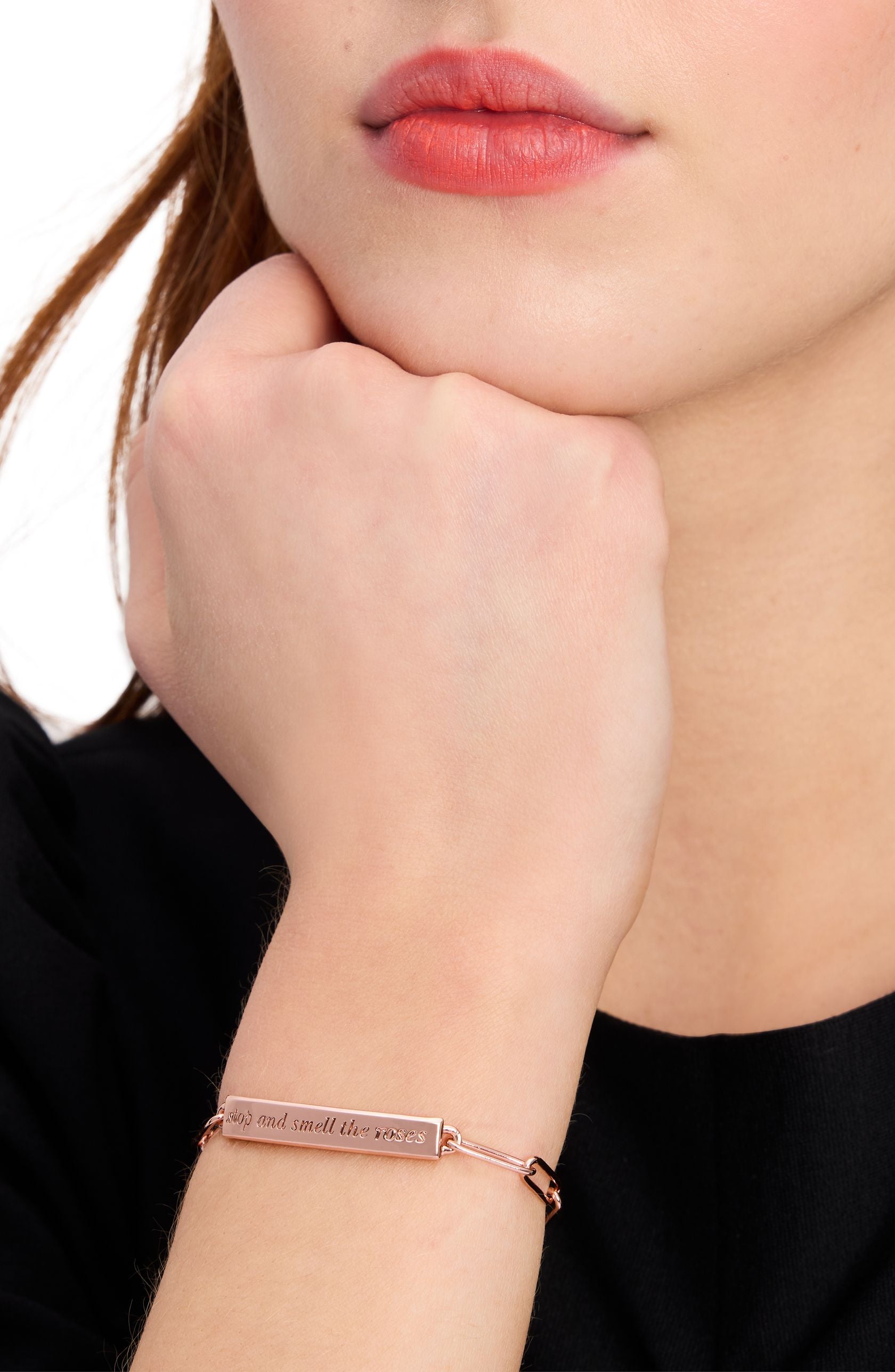 KG407_Stop And Smell The Roses ID Bracelet_Rosegold