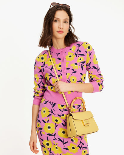 KG849_Katy Textured Leather Bamboo Small Top-Handle_Summer Daffodil