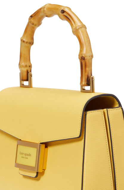 KG849_Katy Textured Leather Bamboo Small Top-Handle_Summer Daffodil