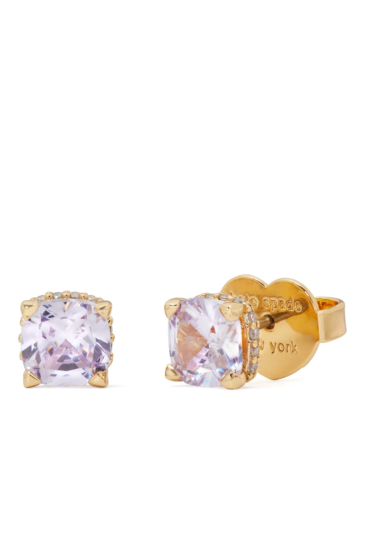 KG879-Little Luxuries 6mm Square Studs -Gold/Lavender