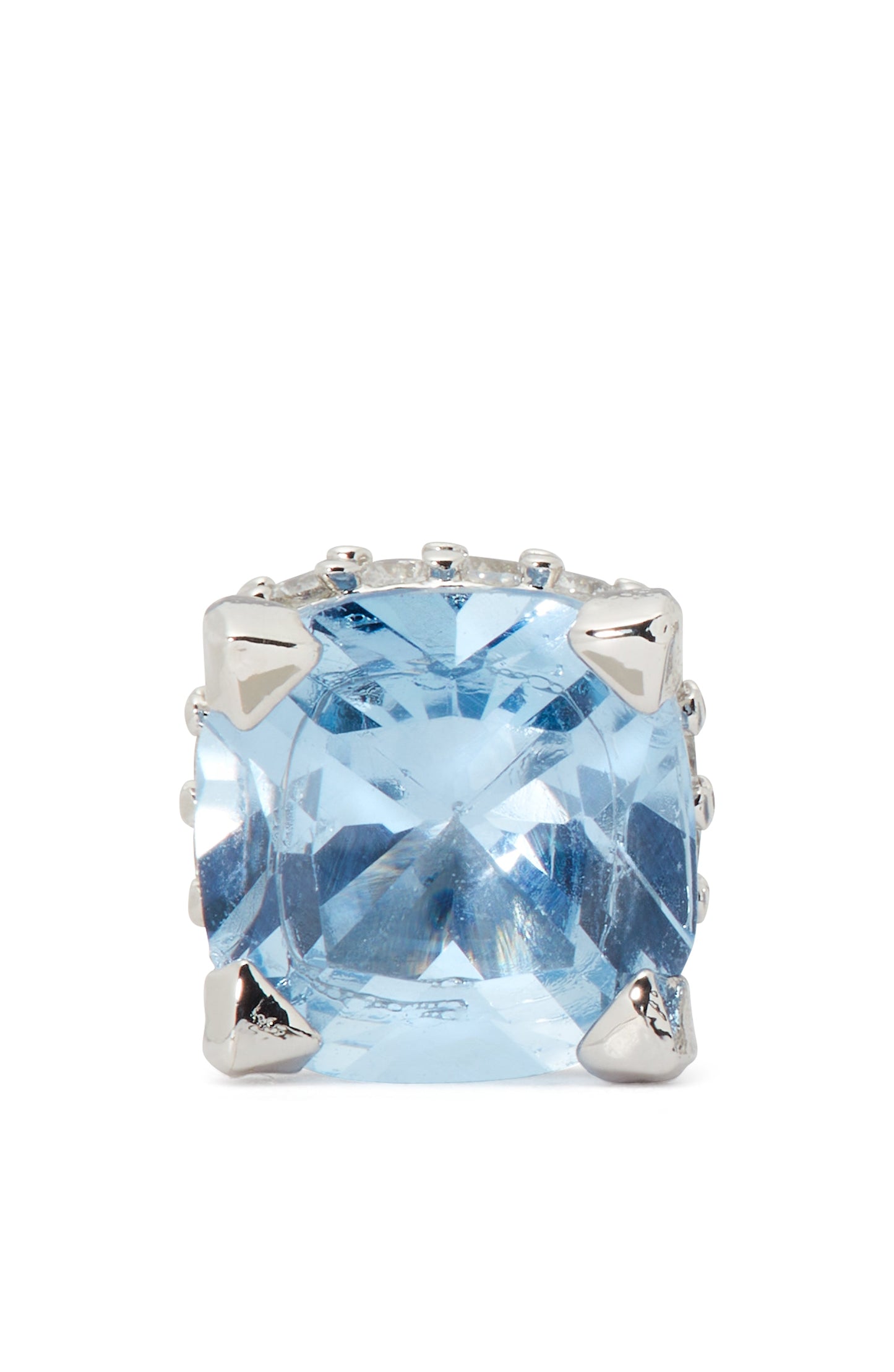 KG881-SQUR STUDS 6MM-Light Sapphire/Silve
