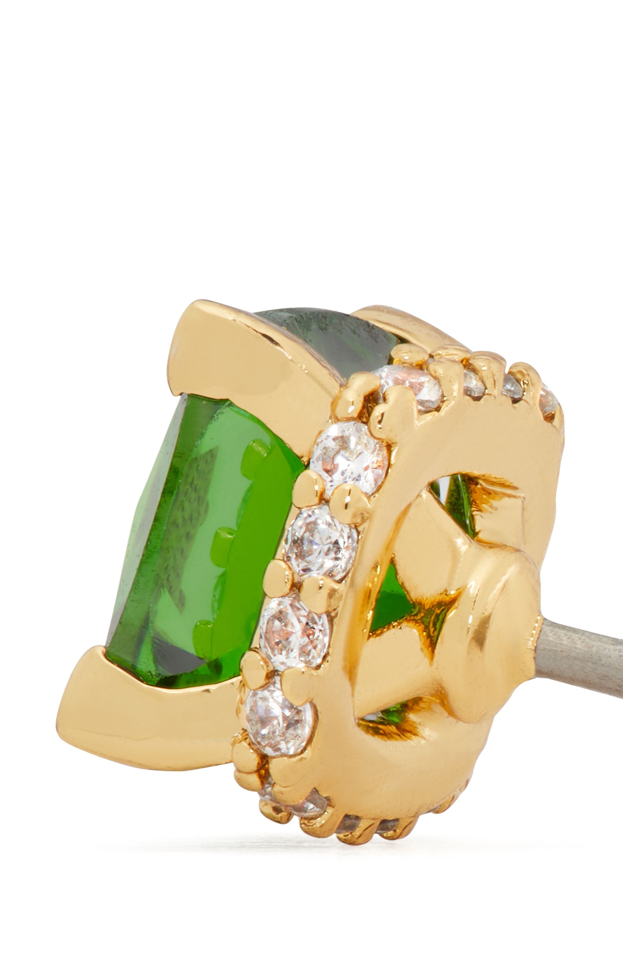 KG884-SQUR STUDS 6MM-Green/Gold