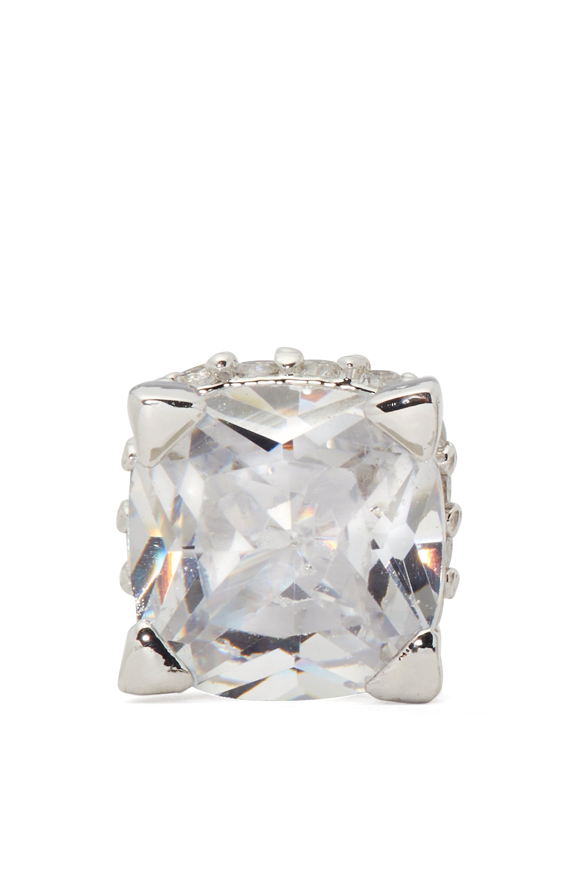 kg885-Little Luxuries 6mm Square Studs-Clear/Silver