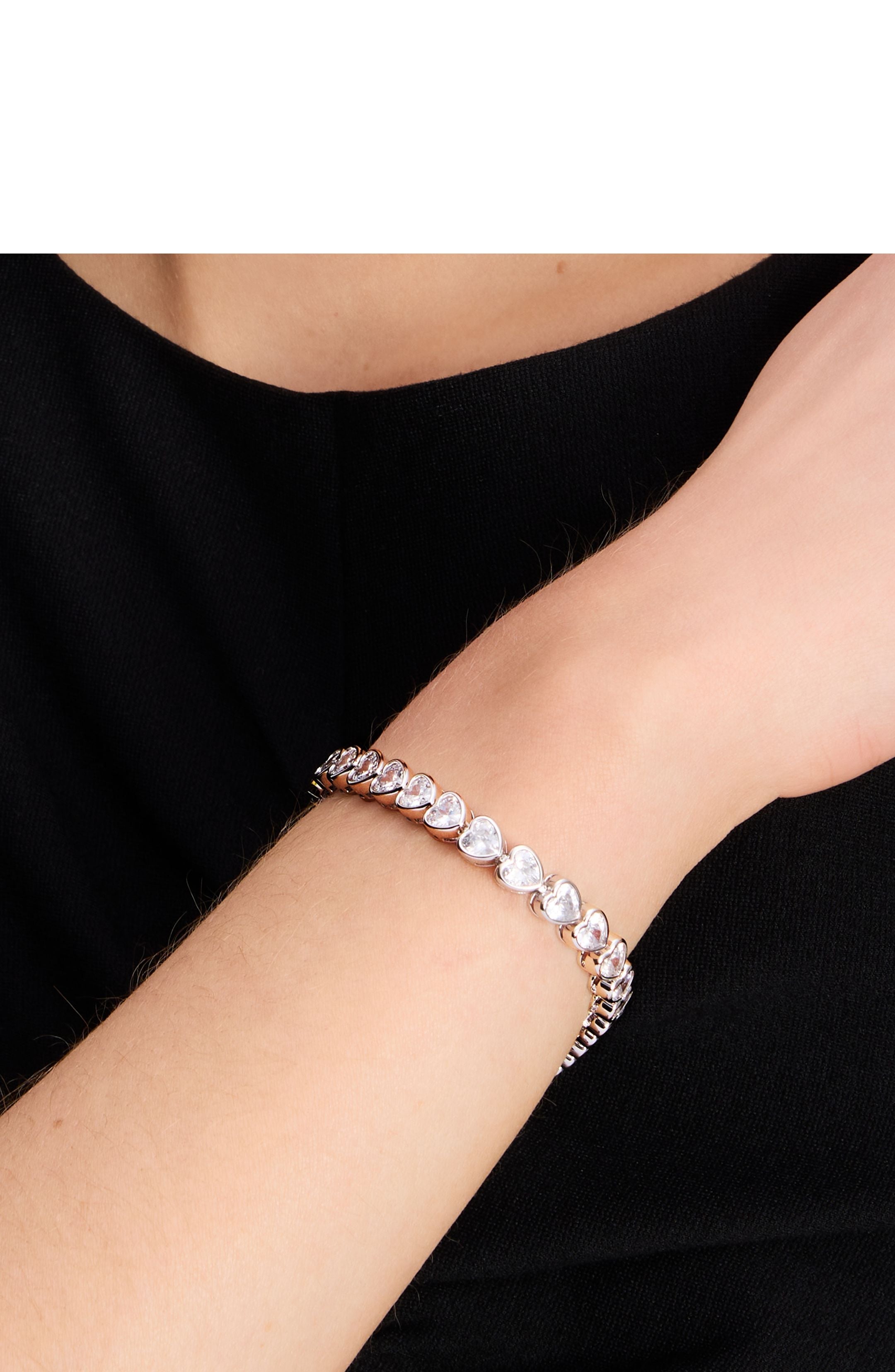 KG890-TENNIS BRACELET-Clear/Silver