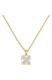 KG898-Little Luxuries 6mm Square Pendant -Clear/Gold