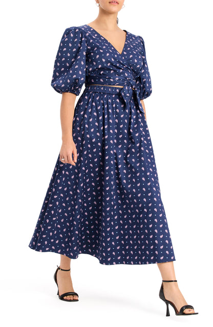 Paisley Foulard Midi Skirt