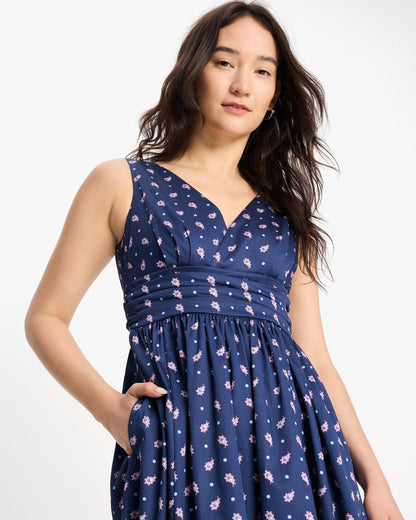 Paisley Foulard V-Neck Dress