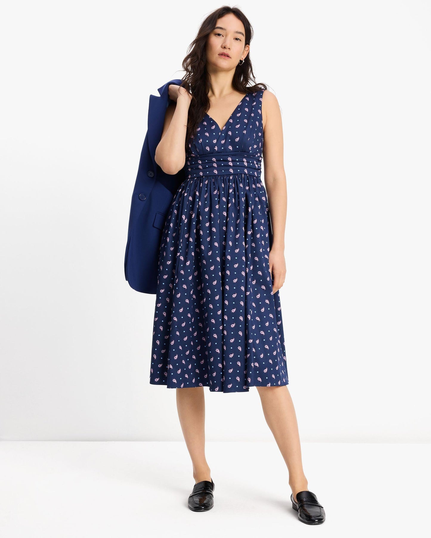 Paisley Foulard V-Neck Dress