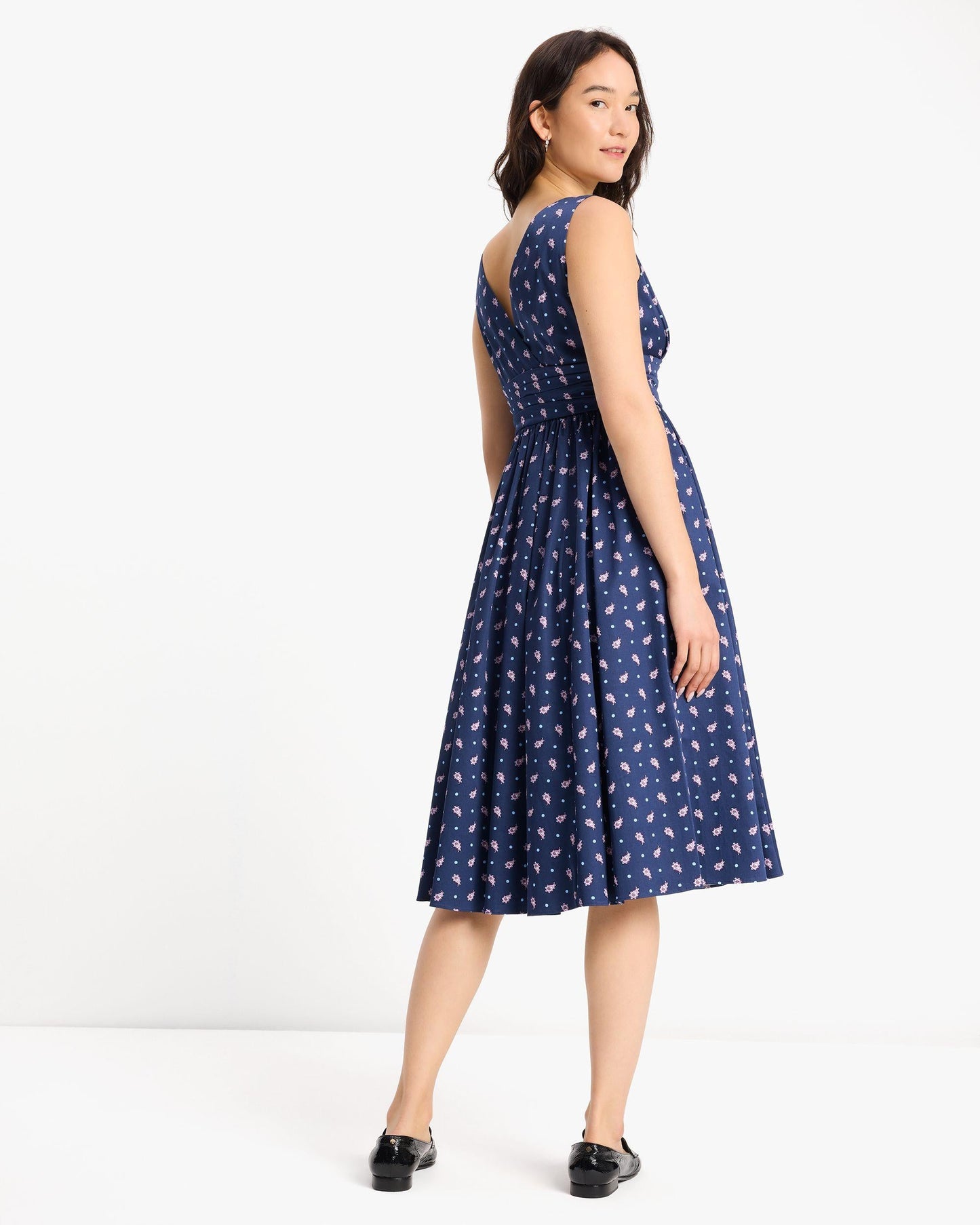 Paisley Foulard V-Neck Dress
