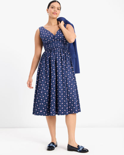 Paisley Foulard V-Neck Dress