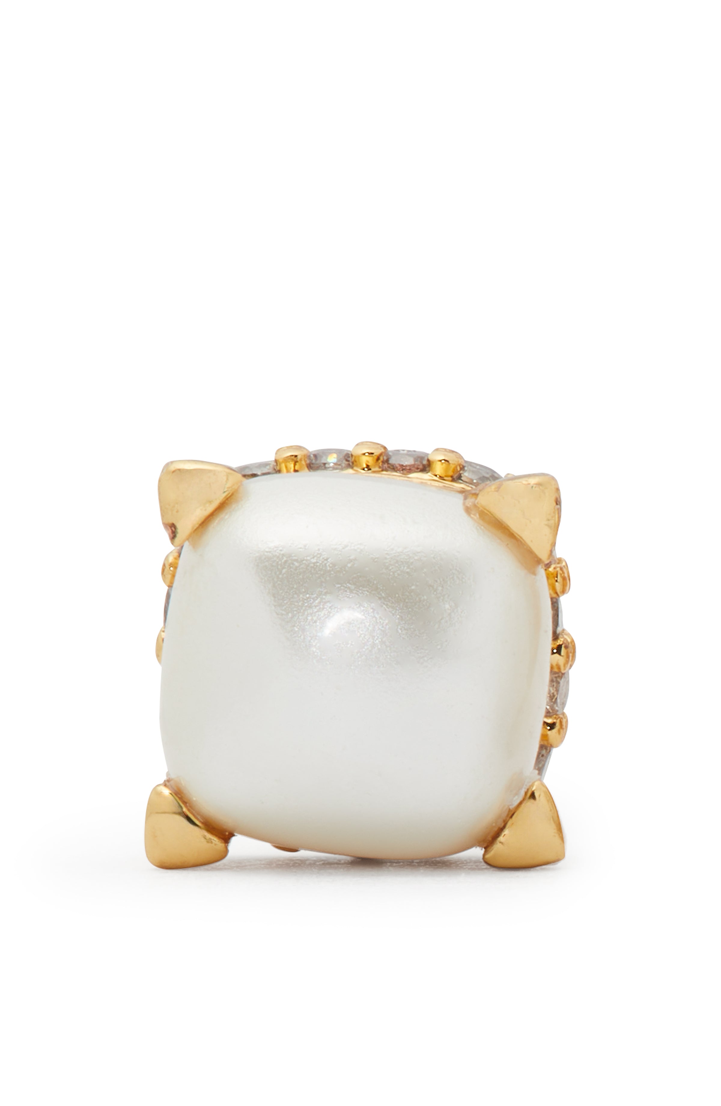 KG938-SQUR STUDS 6MM-Cream/Gold