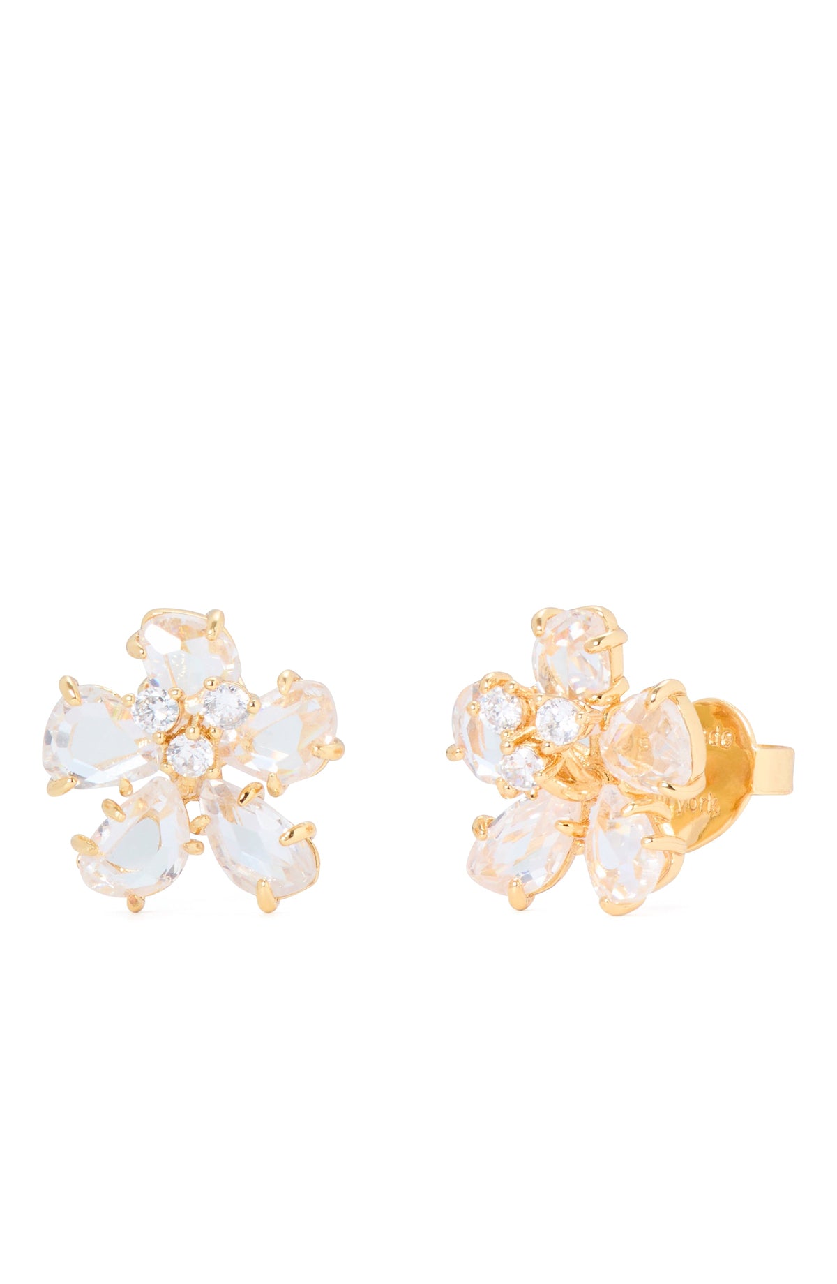 KH551-FLOWER STUDS-Clear/Gold