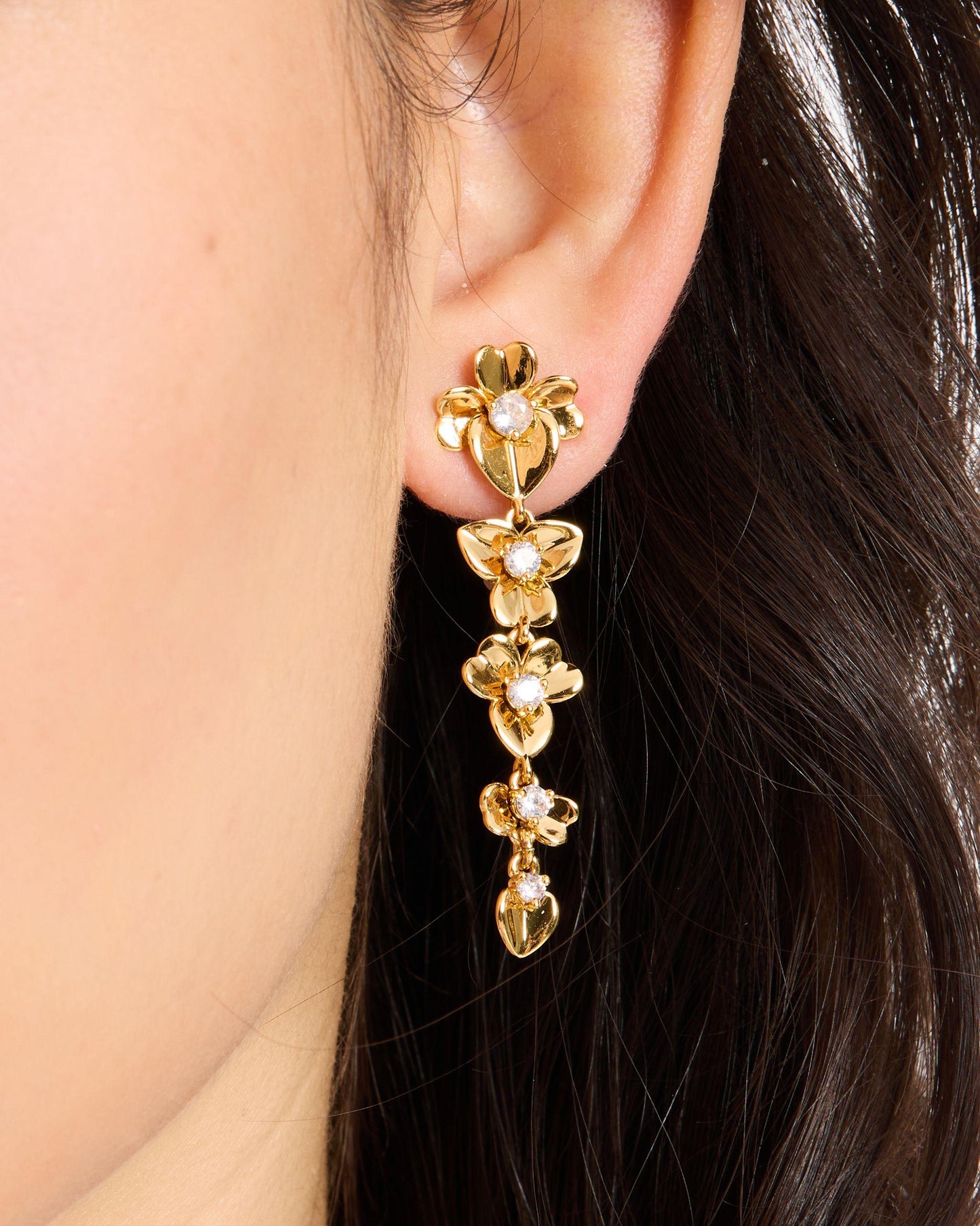 Precious Pansy Linear Earrings