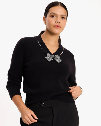 Embellished V-Neck Sweater