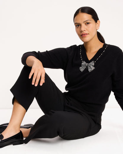 Embellished V-Neck Sweater
