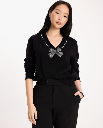 Embellished V-Neck Sweater