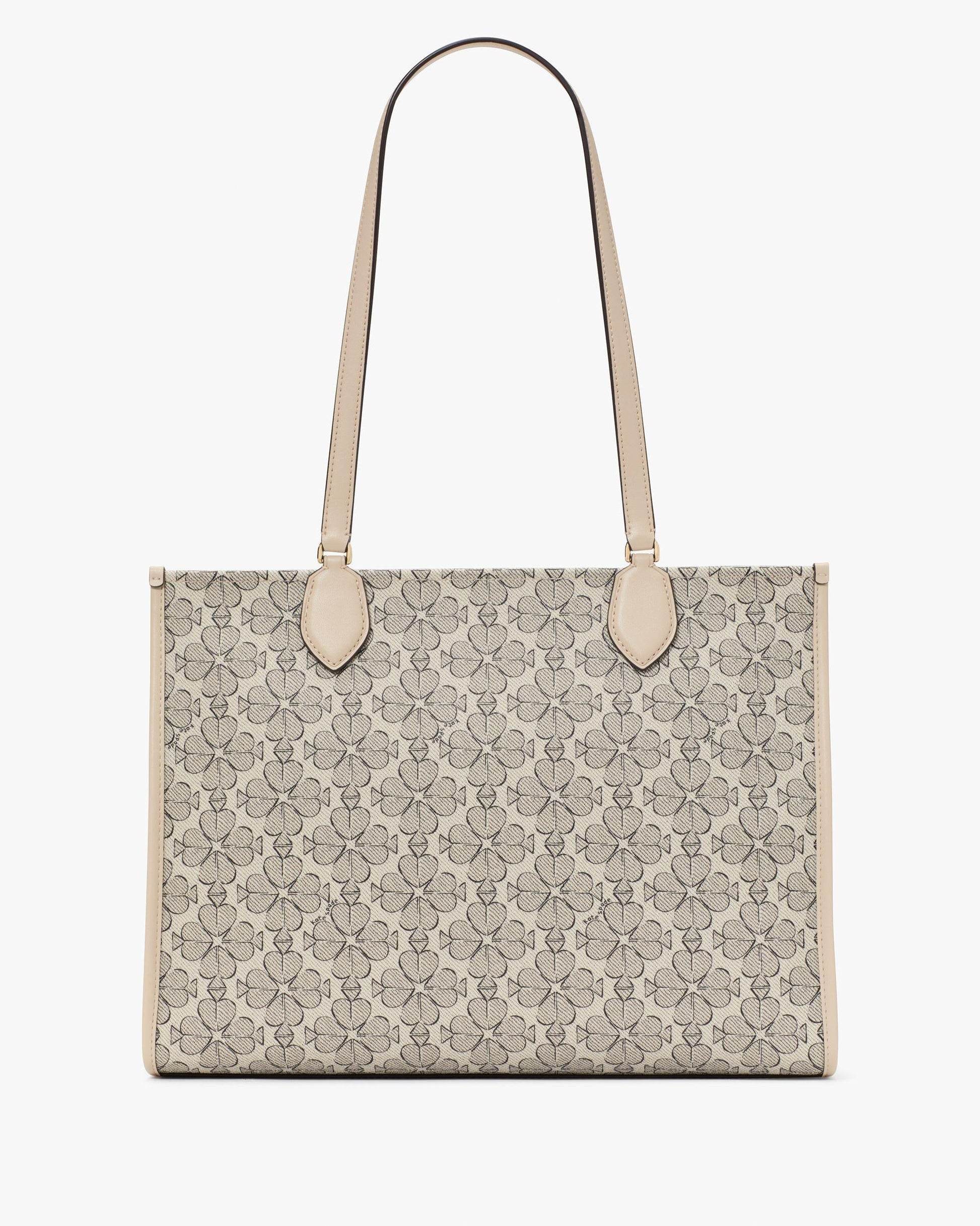 KI449-Spade Flower Coated Canvas Large Market Tote-Neutral Multi