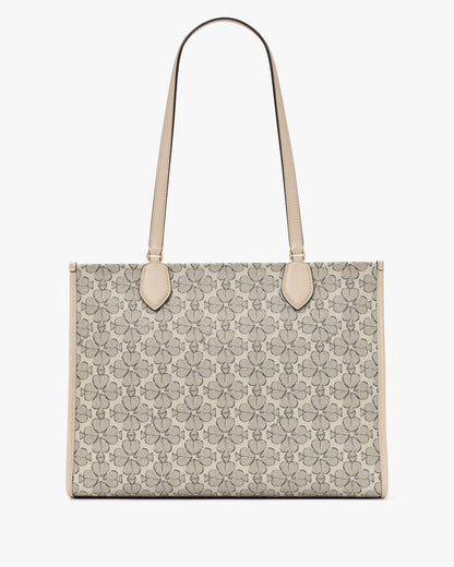 KI449-Spade Flower Coated Canvas Large Market Tote-Neutral Multi