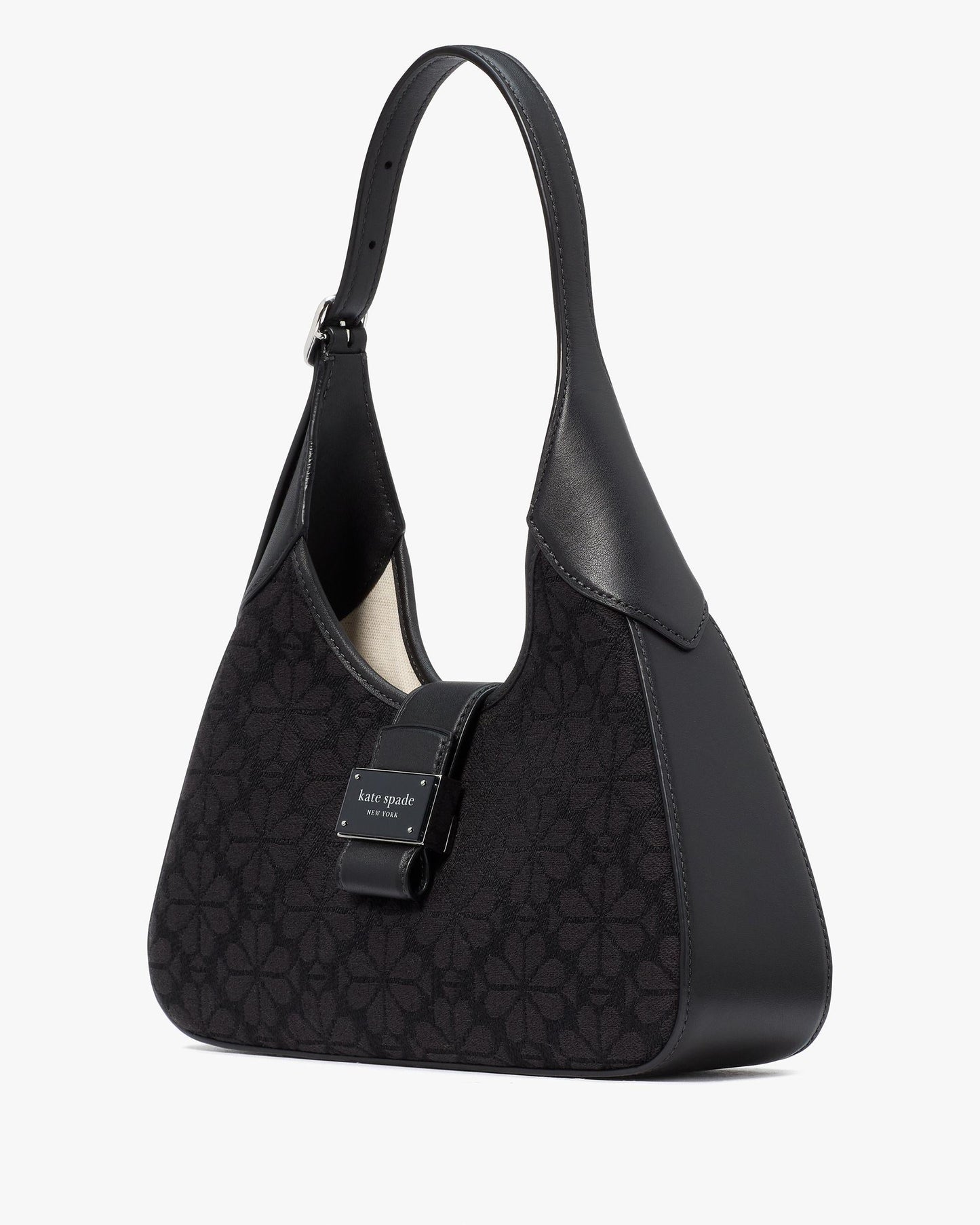 ki455-Spade Flower Jacquard Nouveau Small Shoulder Bag-Black Multi