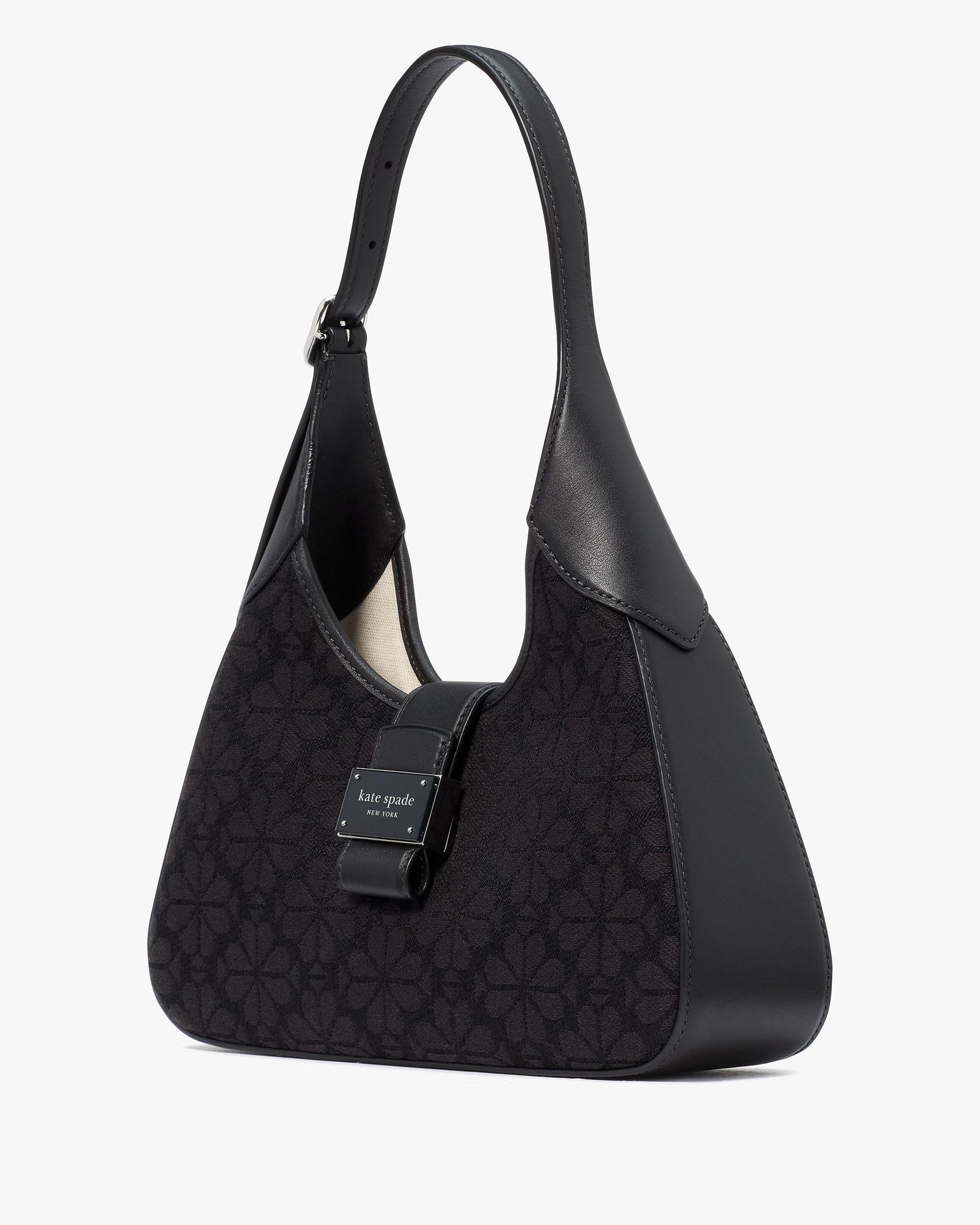 ki455-Spade Flower Jacquard Nouveau Small Shoulder Bag-Black Multi