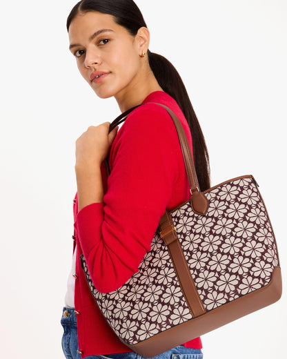 KI456-Spade Flower Jacquard Medium Open Tote-SAS