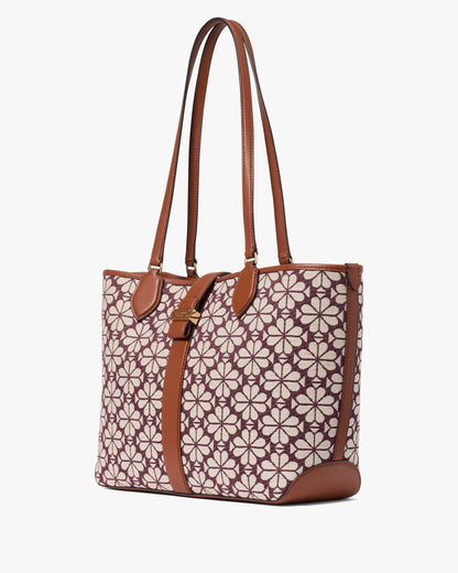 KI456-Spade Flower Jacquard Medium Open Tote-SAS