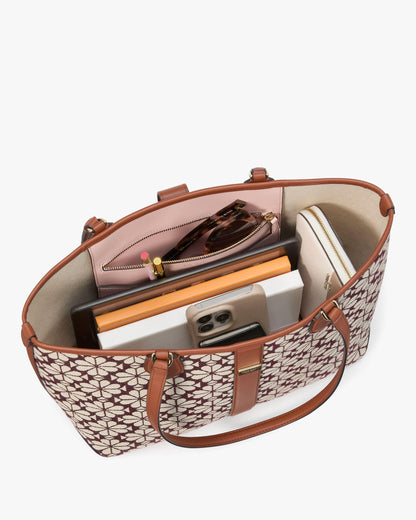 KI456-Spade Flower Jacquard Medium Open Tote-SAS